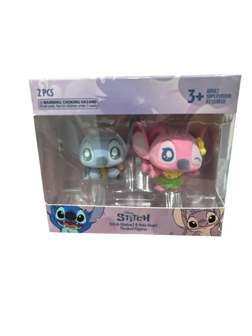 Disney Stitch Guitar & Hula Angel Flocked Figures 2-Piece Set Ages 3+ Collectibl